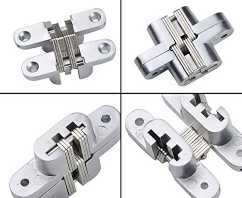 Premium Mortise Mount Invisible/Concealed Hinges (2-3/8 Leaf Height) with 4 Holes (2 Hinges), Zinc Alloy, Satin Nickel Finish, 1/2 Leaf Width, 23/32 Leaf Thickness, Easy to Install