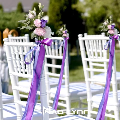 Premium 150 Yards Purple Satin Ribbon - 1 Inch Wide, Versatile Polyester Crafting Ribbon for Gift Wrapping, Weddings, Baby Showers, and Creative DIY Decor 6 Premium 150 Yards Purple Satin Ribbon - 1 Inch Wide, Versatile Polyester Crafting Ribbon for Gift Wrapping, Weddings, Baby Showers, and Creative DIY Decor - Image 5