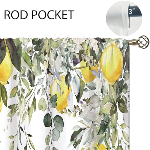 oolygoo - Kitchen Window Curtains Herb Flower Plant Fruit Pattern Short Curtains for Bathroom Small Windows Eucalyptus Lemon Yellow Leaves Sage Green 26x36 Inch - Cosy Home Interiors oolygoo - Kitchen Window Curtains Herb Flower Plant Fruit Pattern Short Curtains for Bathroom Small Windows Eucalyptus Lemon Yellow Leaves Sage Green 26x36 Inch - Image 5