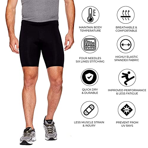 Image of HYPing Compression Shorts for Men Gym Sports Best Tights Skins Short Half for Running, Swimming, Yoga, Cricket, Football, Athlete Wear Nylon, Black