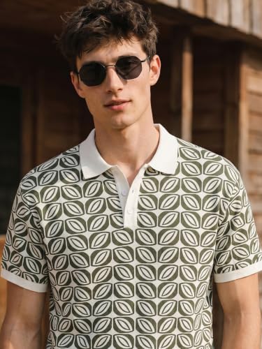 Image of Veirdo Printed Flatknit Polo T-Shirt for Men with Half Sleeves and Collared Neck, Suitable for Office Casuals, Travel, Comfortable Everyday wear, (S to 2XL)