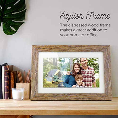 Aluratek 10” Distressed Wood Digital Photo Frame With Auto Slideshow, 1024 X 600 (Adpfd10F), 10" Wood Border, 10 Inch #TOP3