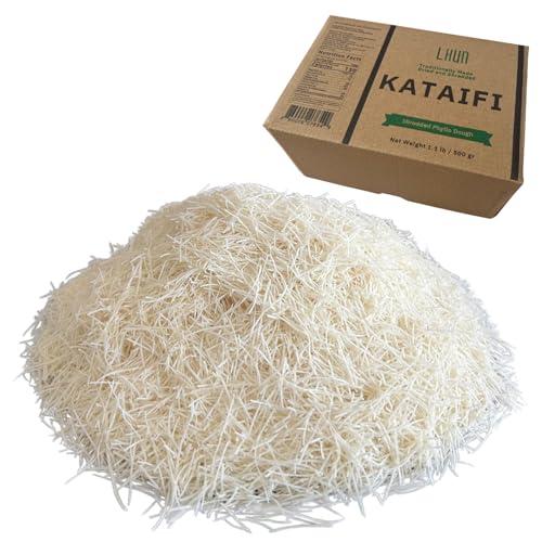 LHUN Dried & Chopped Kataifi | Shredded Fillo Dough | Authentic Turkish Pastry for Knafeh, Kanafeh, and Kunafa | Premium Kadayif for Desserts, Gourmet Dishes, and Viral Dubai Chocolate Bar (17.6 Ounce)
