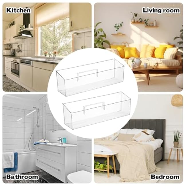 2 Pack Spice Rack, Wall Mounted Storage Organizer Bins, Clear Plastic Seasoning Jars Rack Condiment Bottles Shelf Removable Makeup Organizer for Kitchen Cabinet Doors Pantry RV Organization