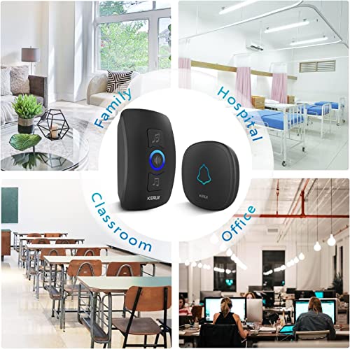KERUI Wireless Doorbell, Plug in Waterproof Battery Operated Cordless Doorbell Operating at 1,000 Feet Long Range with 32 Chimes 4 Volume Levels LED Light Easy Install for Home, School, Office - Image 6