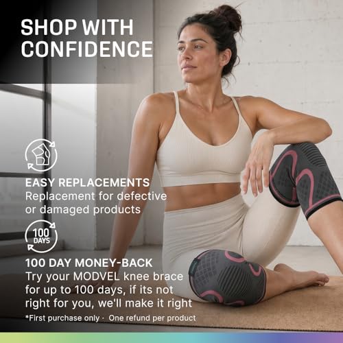 Image of Modvel 2 Pack Knee Brace for Women - Knee Support for Walking, Knee Compression Sleeves for Pain Relief, Knee Sleeves for Women, Knee Brace for Sports, Workouts & Arthritis