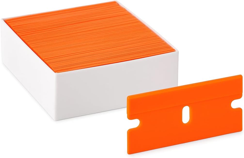 Plastic Razor Blades 200 Pack Double Edged Scraper Blades, Safety Razor Blades Easy Replacement, Perfect for Scraping, Removing Decals, Stickers, Labels, and Cleaning Glass image 2