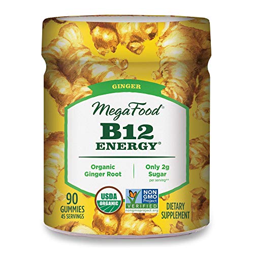 MegaFood, Certified Organic B12 Energy Ginger Gummies, Soft Chew Vitamin B12 Supplement for Cellular Energy Support, Gluten Free, Vegan, 90 Gummies (45 Servings) MegaFood, Certified Organic B12 Energy Ginger Gummies, Soft Chew Vitamin B12 Supplement for Cellular Energy Support, Gluten Free, Vegan, 90 Gummies (45 Servings)