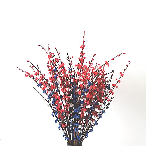 Violetevergarden 10 Pcs Artificial Flower Stems,Patriotic Flower Picks Red White Blue Faux Flowers For 4Th Of July Independence Day Decor-30” Tall #TOP3