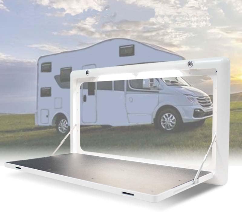 AIWFL Motor Home External Folding Dining Table, RV Folding Table, Small Folding Camper Table RV Folding Kitchen Table with LED Light Camper Van Exterior Wall Table, RV Picnic Load-Bearing Side Table