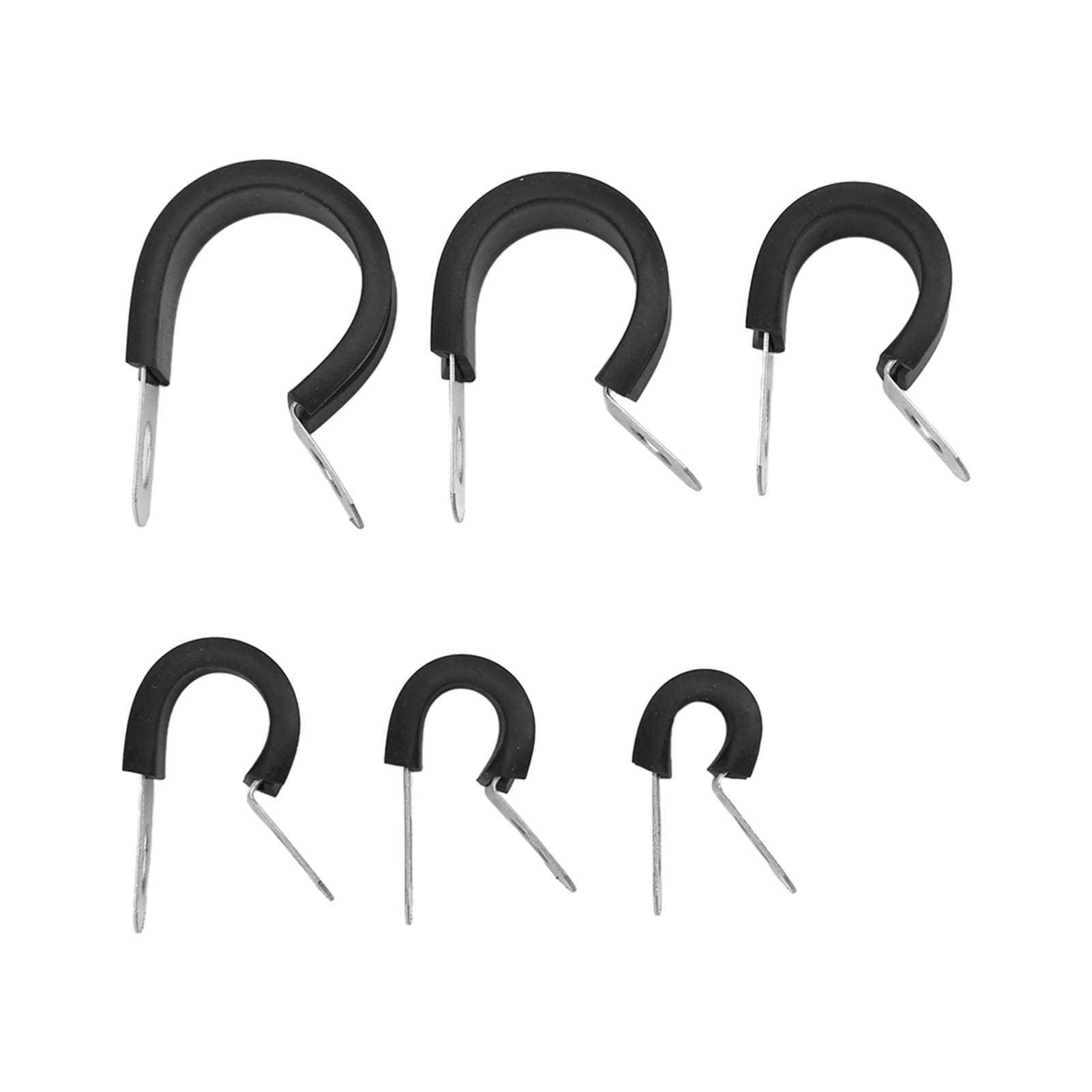 Set di 80 morsetti per cavi, clip per cavi P per tubi flessibili e linee del carburante, supporto per tubi in acciaio inox con cuscinetti in gomma EPDM in 6 dimensioni da 1/4" a 3/