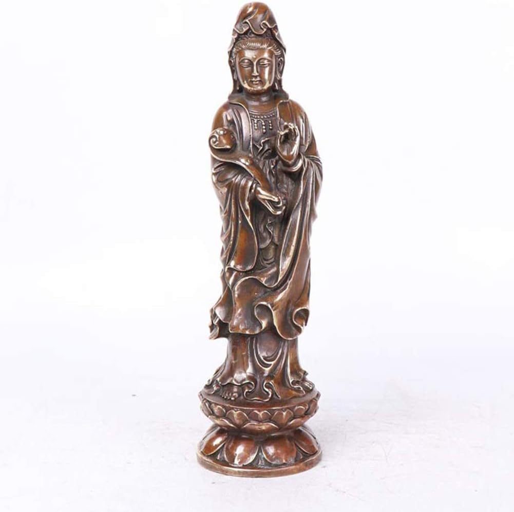 Statue of Guanyin Feng Shui Decoration, Bodhisattva Diosa Kuan Yin standing on lotus Statue Decoration, creative immortal of misery and compassion Kwanyin Guanyin decorative