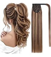 SEGO Pro Ponytail Extensions Human Hair Long Straight Ponytail Hair Extensions with Magic Paste W...