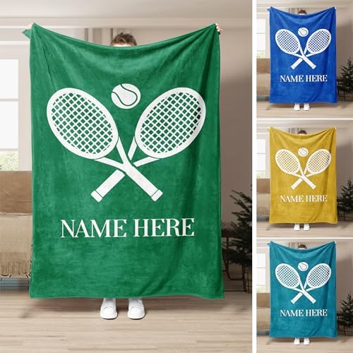 OhaPrints Personalized Tennis Fleece & Sherpa Blanket, 30X40 50X60 60X80 Cozy Fuzzy