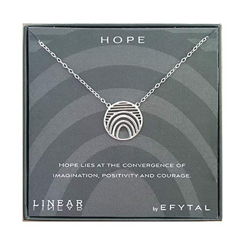 EFYTAL Inspirational Gifts, 925 Sterling Silver Hope Linear Necklace, Geometric Pendant Jewelry for Women, Motivational Gifts for Her, Life Mottos