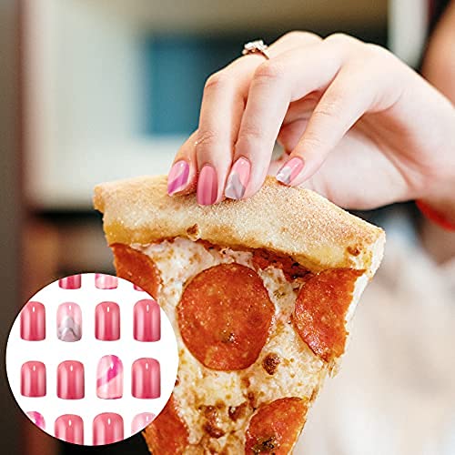 Miniatura 5 de 192 piezas de 8 cajas de uñas postizas cortas a presión, uñas postizas cuadradas para niñas, uñas artificiales brillantes coloridas de cobertura