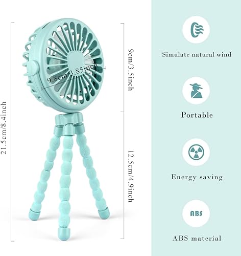 Miniatura 7 de Mini ventilador de pulpo de mano  Ventilador de bebé con trípode flexible para cochecito, asiento de coche, cama de estudiante, bicicleta,