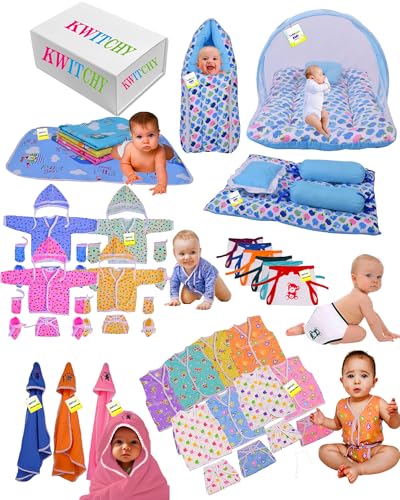 Image of Kwitchy 56 in 1 Baby Products All New Born Combo | Infants Essentials | Newborn Kit | Infant Accessories | Baby Gift Set (0-6 Months) Blue for Baby Boy