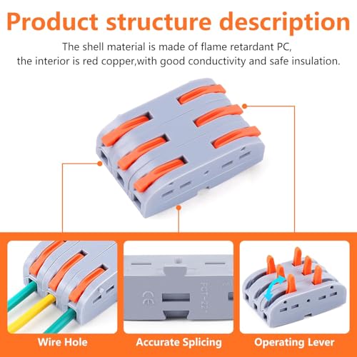 Image of 10 Pcs Wire Connector Jointer - 1 In 1 Out Conductor | Compact Splicing Wire Connectors for Circuit Inline, Electrical Cable Joint (10)