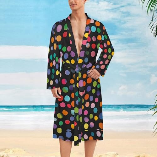 Colorful Dots Funny Men's Robe Soft Lightweight Bathrobe Long-sleeve Spa Robes2