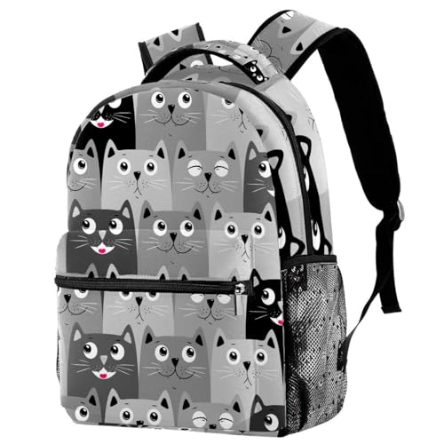 Sac à dos d'école ergonomique motif chat pour soulager le dos des collégiens et lycéens