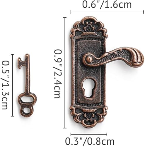 Miniatura 4 de Odoria Manija de puerta derecha en miniatura 112, accesorios de decoración de casa de muñecas, bronce