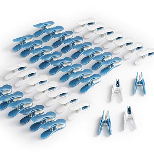 culiclean Épingle/Pince à Linge/Soft Clips (40 pièces, Bleu-Blanc/Blanc-Bleu) de Cover