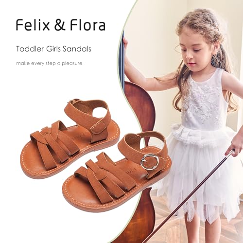 Image of Felix & Flora Toddler Girl Sandals - Little Girl Easter Dress Shoes Lightweight Open Toe Beach Holiday Flats