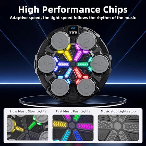Image of Upgraded Music Boxing Machine for Kids and Adults, Bluetooth Wall Mounted Punching Pad with Gloves,Rhythm Lights&Two-Player Battle Home Gym Equipment,Sports Toy Gift for Ages 3-12 Year Old