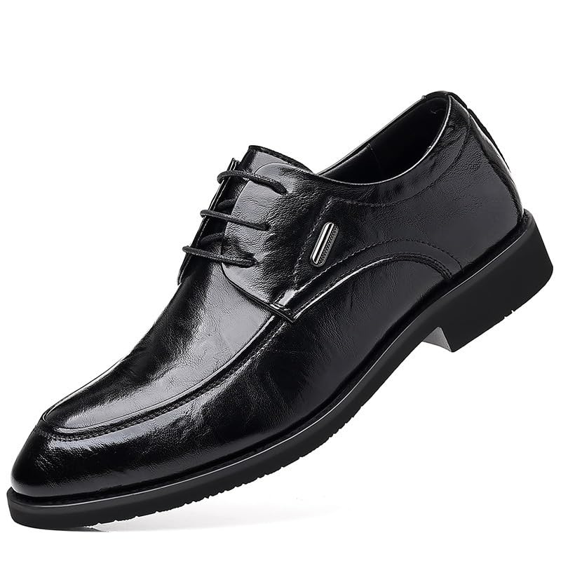 Men's Dress Shoes Men Vintage High Gloss Business Suit Tuxedo Shoes Business Oxfords High Gloss Weeding Prom Dressy Derby Shoes Tuxedo for Men(Black,9)