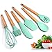 Silikonowe naczynia kuchenne-nieprzywierająca patelnia silikonowa drewniana rączka zestaw kuchenny z 6 zestawami narzędzi do gotowania w wysokiej temperaturze