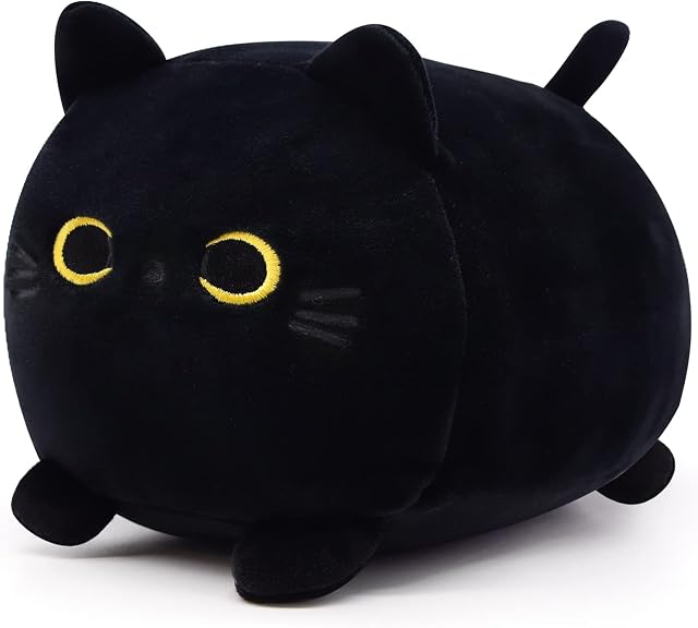 Yamepuia Black Cat Plush, Cat Stuffed Animal Toy, Black Cat Plushies Doll, Black Cat Pillow Stuffed Cat Toys for Kids Birthday Christmas Home Decoration