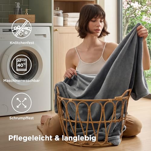BEDSURE Kuscheldecke Flauschig Decke Fleecedecke - Wohndecke Warm Winter Weich, Sofadecke XL, Geschenke für Frauen, Decke Couch Blanket, Wohn- & Kuscheldecken 150x200cm, Sofa überwurfdecke, Grau