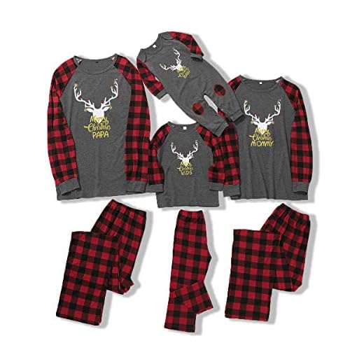 puseky Familj jul matchande kläder Kvinnor Män Barn Baby älg Pläd Nattkläder Xmas Pyjamas Set