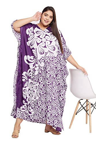 Image of Oussum Women Polyester Casual Long Plus Size Beach Caftan Cover Up Maxi Dress 1X-3X Summer Kaftan Dresses for Women