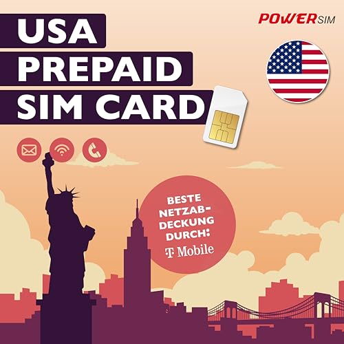 Power SIM Prepaid-Karte für die USA Beste Netzabdeckung durch T-Mobile mit E-Mail WLAN und Telefonie (10 Tage)