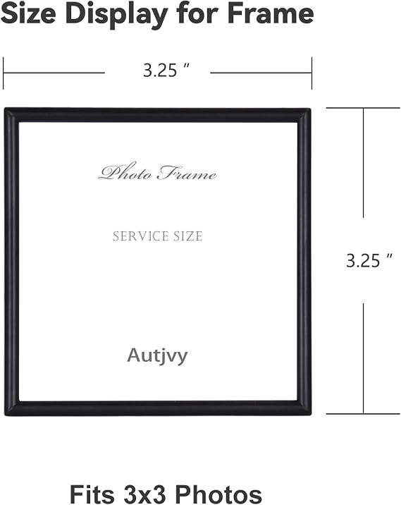 3x3 Picture Frame 2 Pack Black Thin Aluminum Real Glass