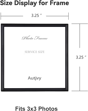 3x3 Picture Frame 2 Pack Black Thin Aluminum Real Glass