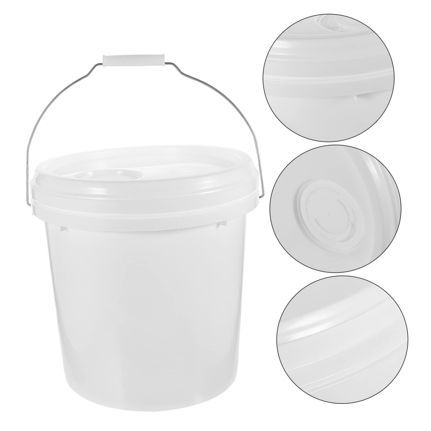 WOONEKY 1 Cubo Redondo de 10 L para Pintura con Tapa Hermética y Apertura para Aceite, Contenedor de Almacenamiento y Antifugas, Adecuado para Mezclar Colores y Aplicar Pintura en Taller