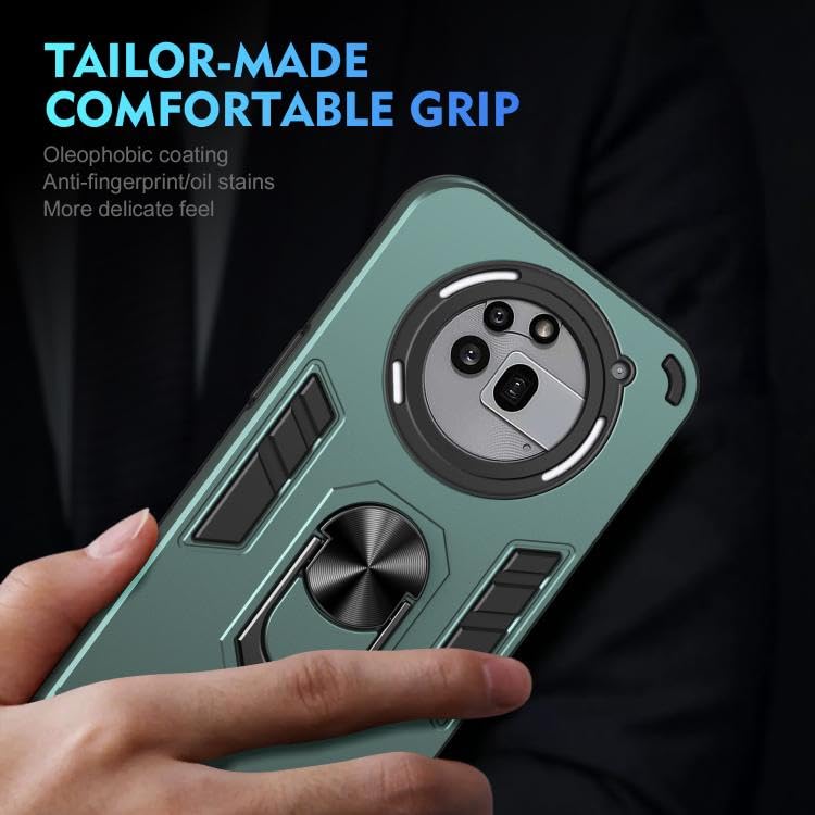 Image of ShieldTech PC Back Cover Case for Nothing Phone 3a Pro | Ring Stand | Camera Protection | Green Mobile Phone Back Cover Case for Nothing Phone 3a Pro | Green Back Cover