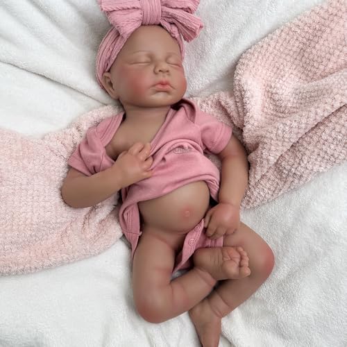 Muñeca Reborn de Silicona 20 Pulgadas Negra Realista miniatura 1