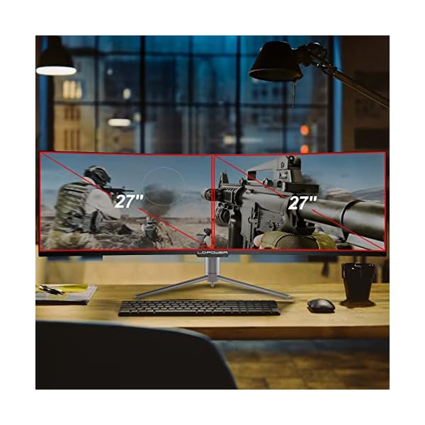 LC-Power Monitor 49 Pulgadas Ultrawide Curvo DQHD(120 Hz, 5120x1440, 1ms, Curvo 1800R, 400cd/m², DP, HDMI, Flicker Free, Adaptive Sync, Soporte Ajustable en Altura, Pantalla sin Marcos) - Image 3
