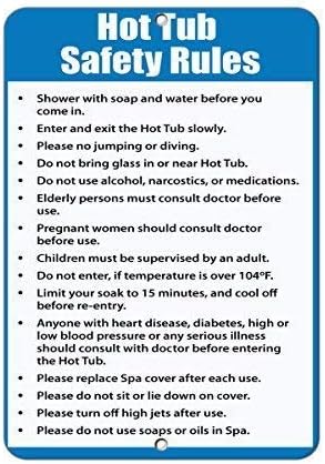 Hot Tub Safety Rules Follow & Obey Rules & Regulations¡. Aluminum Metal Sign Metal Sign 8x12 inches