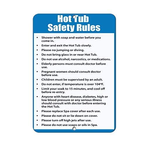 TammieLove Hot Tub Safety Rules Follow & Obey Rules & Regulations¡­. Aluminum Metal Sign Metal Sign 8x12 inches