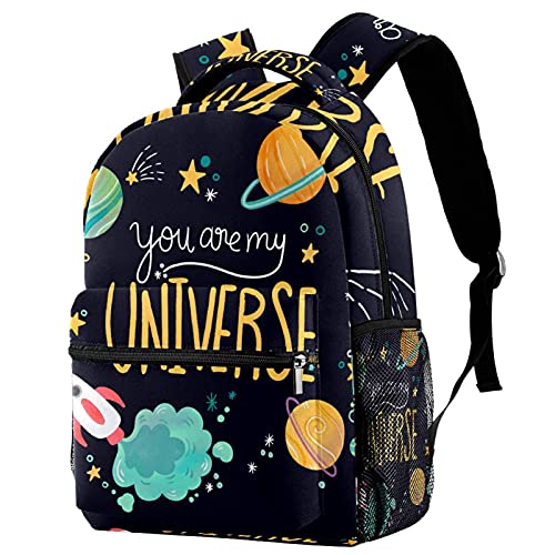 Sac à dos voyage avec porte-bouteille ergonomique univers mignon espace
