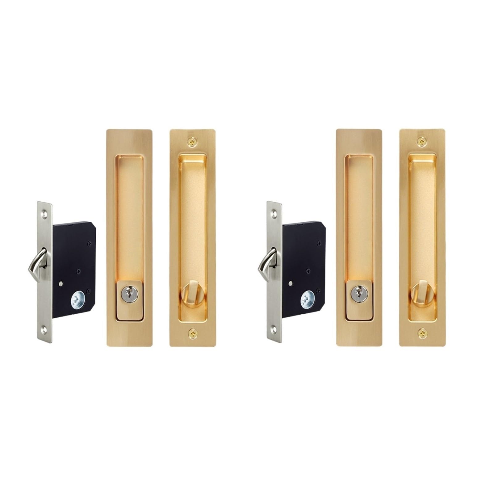 Wtgyxfdhdt Gold 2Pack Keyed Patio Slidingset Invisible Recessed Handle Latch Pocket(Gold)