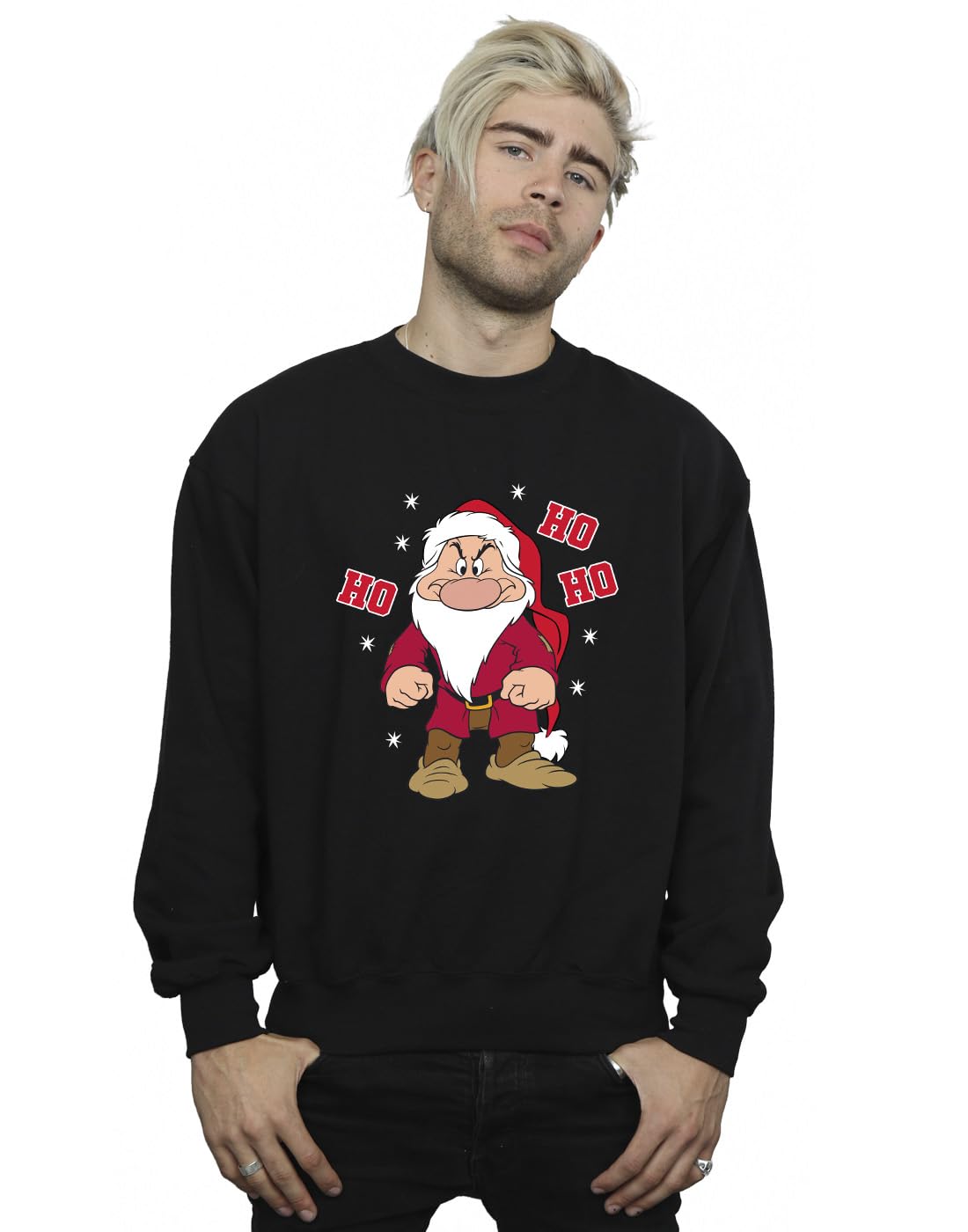 Disney Men's Snow White Grumpy Sweatshirt Black Medium