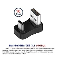 Vista 4 de xiwai USB 3.1 tipo C macho a USB3.0 A tipo macho 10Gbps datos abajo opuesto en forma de U adaptador de carga en ángulo trasero 90 grados