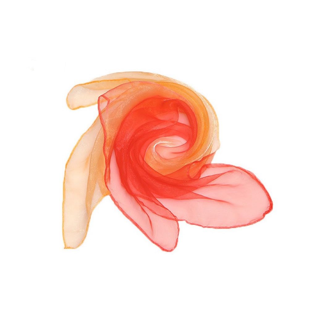 Lot de 10 serviettes de jonglage carrées en mousseline de soie - 60 cm - Bicolores - Performance - Pour jonglerie, danse, jonglage - Pour jonglerie, danse, sensoriel, danse - Orange rouge