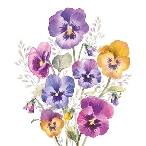 Ambiente - 20 tovaglioli di carta 'viole del pensiero', decorazione da tavolo vintage, con motivo anche per feste o decoupage, 33 x 33 cm